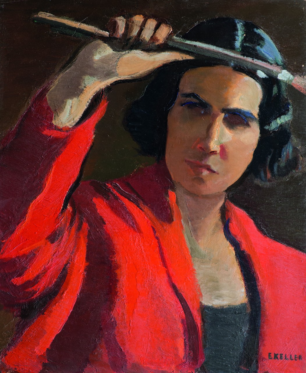 Elisabetta Keller, autoritratto,1920. Olio su tavola 55 x 45,3. © Archivio Elisabetta Keller